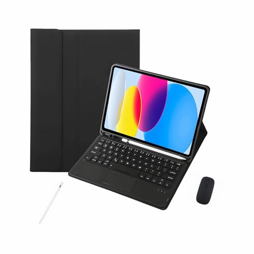 Etui Clavier pour ipad Mini（A17 Pro） 7 ème génération 2024 8.3 Pouces avec Souris, Slim Smart Cover avec pavé Tactile détachable magnétiquement sans Fil Bluetooth Clavier avec Crayon(Black)