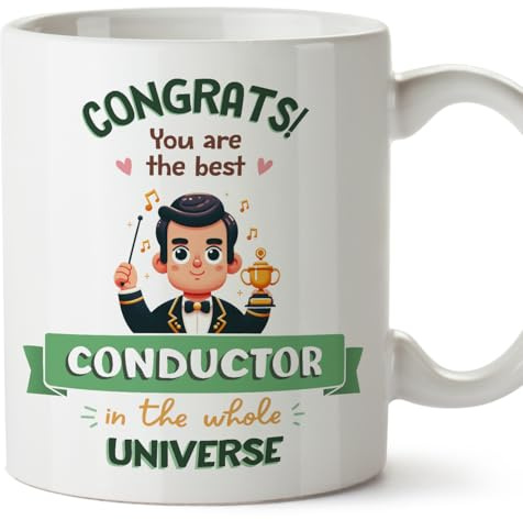 MUGFFINS Conductor Man Mug - in English - Best in Universe Trophy - Funny Gift for Colleagues - Ceramic 11oz Mug