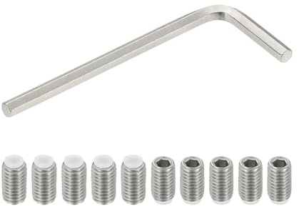 PATIKIL Madenschrauben M8x14 mm, 10 Stück 304 Edelstahl Kunststoff Nylonspitze Madenschrauben/Innensechskant Gewindestifte, Sechskantkopf Schrauben mit Schraubenschlüssel