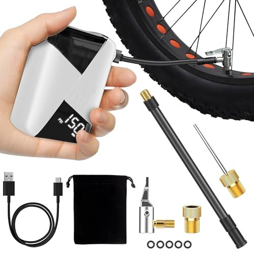 Bomba Bicicleta Mini Inflador Bicicletas Electrico, 150 PSI, Hinchador Electrico Bicicleta Portatil, Bomba Electrica Bicicleta, Mini Bomba de Aire Bici Electrica, para Válvula Schrader y Presta