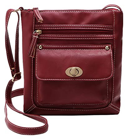 Sac à bandoulière polyvalent en cuir de couleur unie pour femme, grande capacité, réglable, sac à bandoulière polyvalent, sac d'ordinateur en cuir pour femme, Rouge, Taille unique