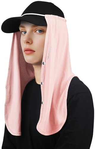YANIKY Verstellbare UV Sonnenhut Nackenschutz Halstuch, 2-in-1 Sonnenschutz Atmungsaktiv UV-Schutz Halsklappe als Zubehör für Basecap, ideal für sommerliche Outdoor-Aktivitäten (Rosa)
