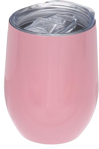 PATIKIL 12oz Sublimation Blanks Glitter Wine Tumbler Mugs, Stainless Steel Double Wall Insulated Sublimation Cups with Lid for Wine Coffee Cocktails, Pink