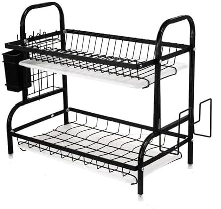 MAGNA RETAIL Sink Dish Drainer Rack | Draining Board | Drying Rack | Cutlery Drainer for Kitchen Counter | Removable Drip Tray (2-Tier)