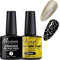 Crackle Gel Nail Polish Set, Black& Gold, Long-Lasting, Air Dry & LED Lamp Needed, Beauty Supplies for Daily Wedding Salon Travel Photography