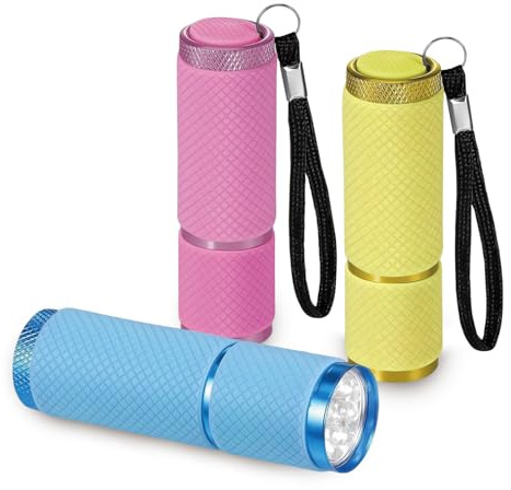 3 Pack Small Torch, Mini Torch LED Super Bright with 9 LEDs, Kids Torch's with Lanyard Glow in Dark Pocket Torchs, Colorful Pocket Torchs Flashlight for Camping Hiking Outdoor, Without Batteries