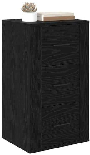 vidaXL Sideboard with Drawer Black Oak 40 x 33 x 70 cm Engineered wood, Elegant Sideboard, Ample Storage, Efficient Furniture, Modern Rectangular Design, Dining Room Organizer, Wood Unit
