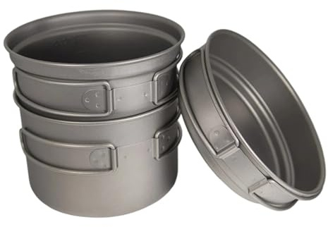 Ultraleichtes Camping-Kochgeschirr-Set aus reinem Titan – Topf, Pfanne und Becher for Wandern, Trekking und Outdoor-Aktivitäten