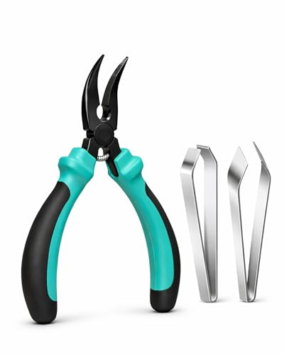 Fish Pin Bone Pliers & Tweezers Set – Serrated Jaw Plier with Flat & Slant Tweezers, Rust-Resistant Deboning Tools for Salmon, Trout & Seafood
