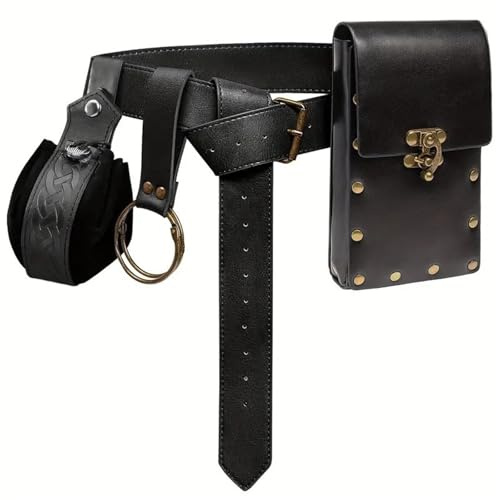 Medievals Knights Costumes Renaissances Potion Bottles Leather Belt Waist Bag Halloween Party Cosplay Costumes Adult Vikinges Costume Accessories