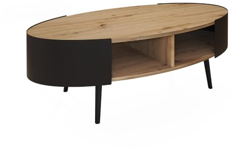 Vicco Couchtisch Lofta, Schwarz, 120 x 60 cm, mit Ablagefläche für Zeitschriften und Fernbedienungen
