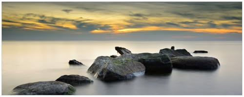 Wallario Küchenrückwand selbstklebend 115 x 50 cm, Motiv: Mystische Felsen im Meer | Spritzschutz abwischbar & pflegeleicht