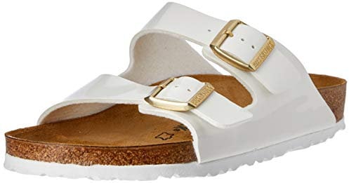 Birkenstock Classic 1005293 Arizona Birko-Flor, Damen Pantoletten, Weiß (Weiss Lack), 43 EU (9 UK)