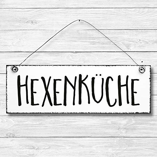 Hexenküche - Dekoschild Türschild Wandschild aus Holz 10x30cm - Holzdeko Holzbild Deko Schild