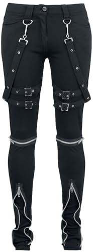 Gothicana by EMP Damen Schwarze Stoffhose mit Schnallen W31L34