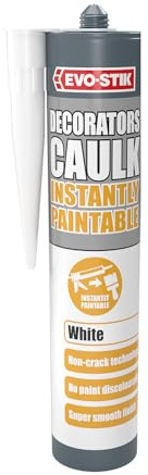 EVO-STIK Instantly Paintable Decorators Caulk White, Can be Overpainted Immediately, Won’t Crack or Discolour, Smooth Finish, 290ml