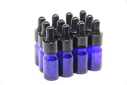 Yizhao Blue Glass Dropper Bottles 10ml, with Glass Pipette Dropper, for Essential oil, Aromatherapy, Laboratory, Massage, Makeup, Mixing, Travel– 12Pcs