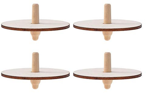 Toyvian 4pcs Holzkreisel (Holzfarbe, Mischstil)