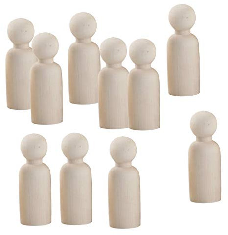 F Fityle 10 Natürliche Unbemalte Weibliche/Männliche Kleine Hölzerne Peg Puppenkörper Holz Menschen Figuren für DIY Kunsthandwerk Farbe Geschnitzt 75, Mann, 75x27mm