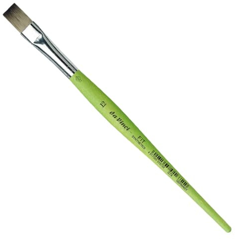 (Flat, Size 12) - da Vinci Student Series 374 Fit for School and Hobby Paint Brush, Flat Elastic Synthetic with Green Matte Handle, Size 12 (374-12)