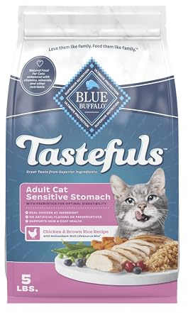 Blue Buffalo Sensitive Stomach Dry Cat Food, Chicken & Brown Rice, 5 Lb