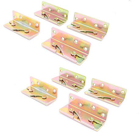 Pack of 8 NUZAMAS Bed Brackets, Heavy Duty Bed Hinges, Connector for Bed Corner Fixings, Bed Frame Hardware Rail Bracket Fittings Fastener
