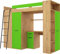 Hochbett mit Schreibtisch, Kleiderschrank und Bücherregal - Loftbett für Kinder - Komplettes Möbelset 236x120x190 cm - 90x200 cm Bettgröße - Linke Leiter - VERANA - (Eiche Artisan/Grün)