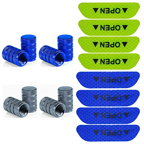 Senven 16pcs tappo valvola colorato di alta qualità, moto, camion, bicicletta, valvola generale per pneumatici, adesivo riflettente impermeabile (Blu, Grigio, Verde)