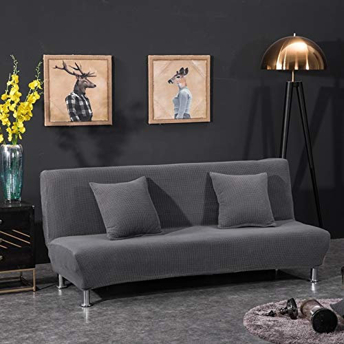OKJK Armlose Sofabezug, Jacquard Stretch Schlafsofa Bettdecke, Klappbar Ohne Armlehnen Sofa überwurf, Couchüberwurf Protector Futon Bankbezüge Für Zuhause (AB08,S 120-150cm)