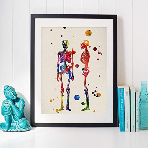 Nacnic Skeleton Plakat mit Aquarellentwurf. Mischen Sie mit Aquarell-Stylesheets für die Innendekoration. A4-Format