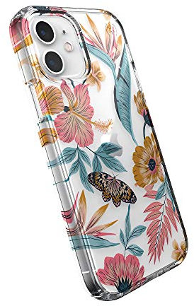 Speck Produkte Presidio Edition iPhone 12, iPhone 12 Pro Hülle, klar/klar/tropisches Blumenmuster