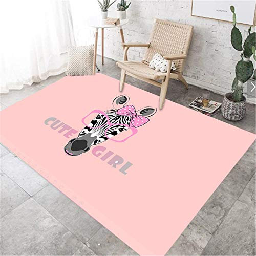 Schmutzabweisend Wohnzimmer Teppichen Gestreifter Zebra-Entwurfsmuster-Kinderzimmerdekorationsteppich des modernen Karikaturschwarzweiss-gestreiften Zebras schimmelbeweis anti-staub Auslegware Pink 2