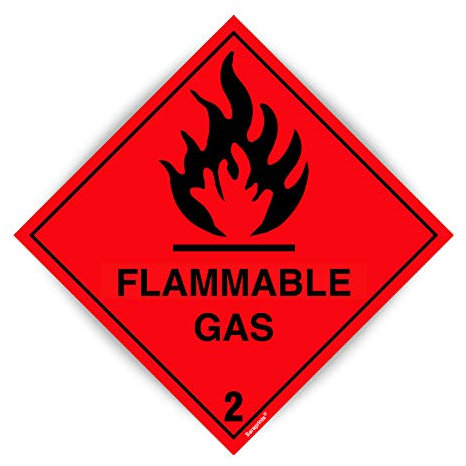 Flammable Sticker (100 x 100 mm) Self Adhesive Waterproof Gas Sticker for Workplace, Transport and Public Safety Areas Sara Prints®