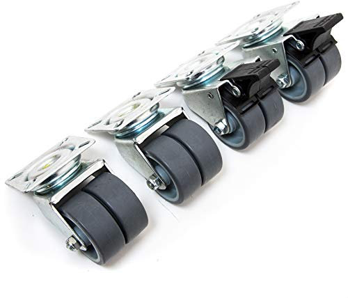 4 Lenkrollen Doppelrollen Ø 50 mm 70 kg/Rolle davon 2 Rollen mit Feststeller für Pflanzkasten Transport-Roller