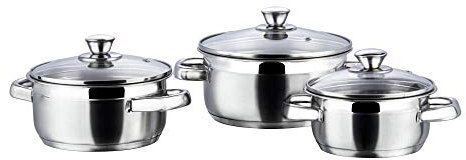 Saucepan Set Saucepan Set Stainless Steel Vinod Stainless Steel Bremen Saucepot with Glass Lid - 3 Pieces((1 LTR, 1.5 LTR and 2 LTR)
