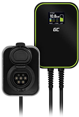 Green Cell GC EV PowerBox 22kW Ladegerät Wallbox für EV PHEV | Steckdose Typ 2 | Laden mit 22kW/11kW/7.2kW | LCD Bildschrim,IP66 | Kompatibel mit Model 3/S/X/Y, ID.3, i3, ZOE, Kona, Leaf