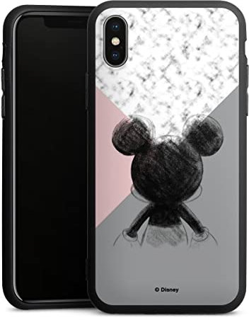 DeinDesign Cover in Silicone Premium Compatibile con Apple iPhone X Custodia del Telefono Cellulare Nero Cover Disney Marmo Topolino