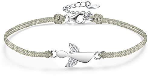 F.ZENI Damen Armband Schutzengel 925 Sterling Silber Armbänder Glücksbringer für Frauen und Mädchen 24cm Einstellbare Handarbeit Geflochtenes