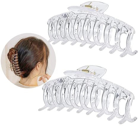 Marrie Large Hair Claw Clips for Thick Hair Nonslip Jumbo Hair Clamp Strong Big Hold Jaws Hair Styling Accessories for Women Girls Size 4.3 Inches (Clear)
