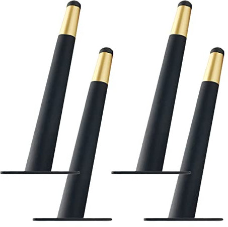 Pieds de Meubles Noir Doré Pied Table Metal Fer | Finition Galvanoplastie | 10 - 55 cm Pieds Meuble Cuisine Tv Commode Pieds pour Meuble de Salle de Bain Coniques Socles,Lot de 4 (40cm,oblique)