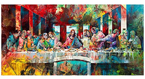 Graffiti Art Affiche DernièRe CèNe Par Da Vinci Toile tableau Art Peintures Reproductions Classique Murale Art Toile tableau Salon Decoration à La Maison Sans Cadre 50×100cm