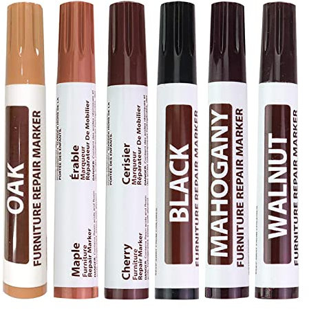 Ecoticfate 6 Stück Holzmarker Reparatur Möbel Marker Stift, Universelle Lackstift Bodenkratzer Holzmöbel Treppen Türen Füllfarbe 6 Farben Holzausbesserungsmarker Refinishing Paint Flecken Farbe