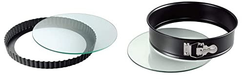 ORIGINAL KAISER Inspiration Tarteform mit Hebeboden Glas 28 cm & Inspiration Springform Glasboden 26 cm rund, Hebeboden, schnittfest, auslaufsicher, antihaftbeschichtet, servierfertig