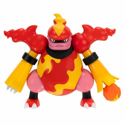 Pokémon Magmortar Battle Feature Figure - 4.5-Inch Magmortar Battle Figure with Fireball Cannon