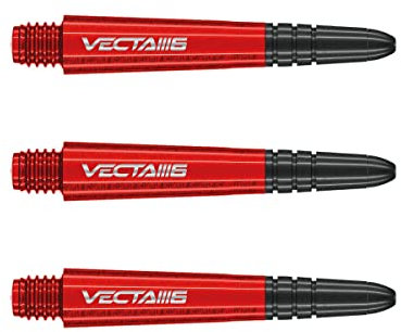 WINMAU Dart Shaft - Vecta Polycarbonat Dartschäfte - 1 Set pro Packung (insgesamt 3 Dart-Schäfte) - Professionelles Dartzubehör - Rot & Schwarz Blade 6 Kurz Schäfte