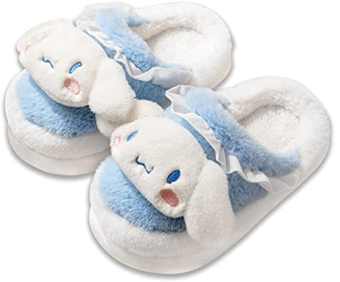 Roffatide Anime Cinnamoroll Weiches Pelz Innenzimmer Hausschuhe - Fuzzy Offene Rückseite, Geschlossene Zehe, Schaum Mit PVC Weiche Sohle - Größe 38/39