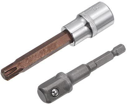 sourcing map T52 Torx Bit Buchse 1/2 Quadratische Laufwerk CR-V Buchsen S2 Stahlbits 4 Länge mit Sechskantschaft Bohrmaschine Adapter