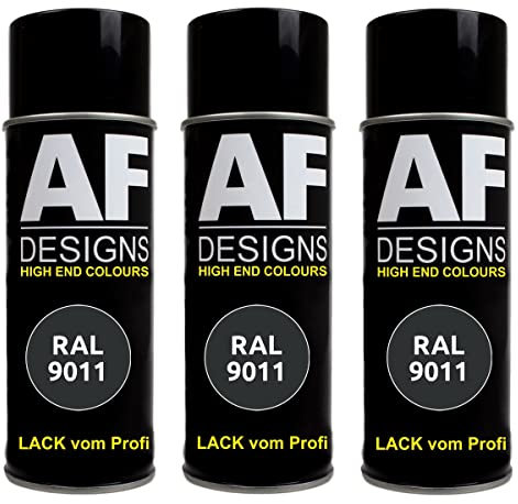 Alex Flittner Designs Lackspray RAL 9011 GRAPHITSCHWARZ seidenmatt 3x 400ml Spraydose Buntlack Autolack