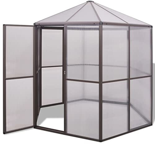 FIRBNUS Serre en Aluminium Robuste 240x211x232 cm Marron Serre de Balcon Exterieur Lsolation Thermique Maison à Fleurs Serre Potager Plantes Jardin Terrasse Assemblage est Facile