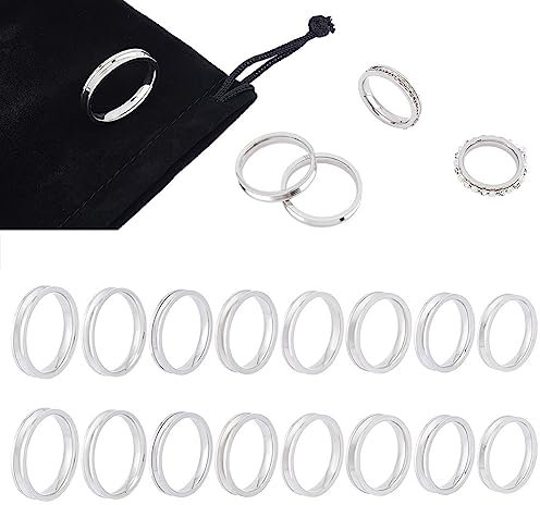 UNICRAFTALE 24 Stück Rohlinge Kern Ringe Größe 5-13 Edelstahl 2 mm Schmaler Gerillter Ring Mit Samtbeuteln Für Inlay Schmuck Ehering Herstellung